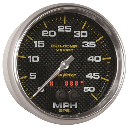 Autometer Speedometer Gauge 5 inch 50MPH GPS Marine Carbon Fiber 200644-40