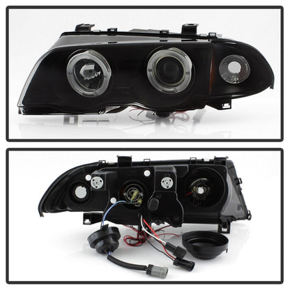 Spyder 99-01 BMW E46 3 Series 4DR Projector Headlights 1PC LED Halo (PRO-YD-BMWE46-4D-HL-AM-BSM) SPYDER
