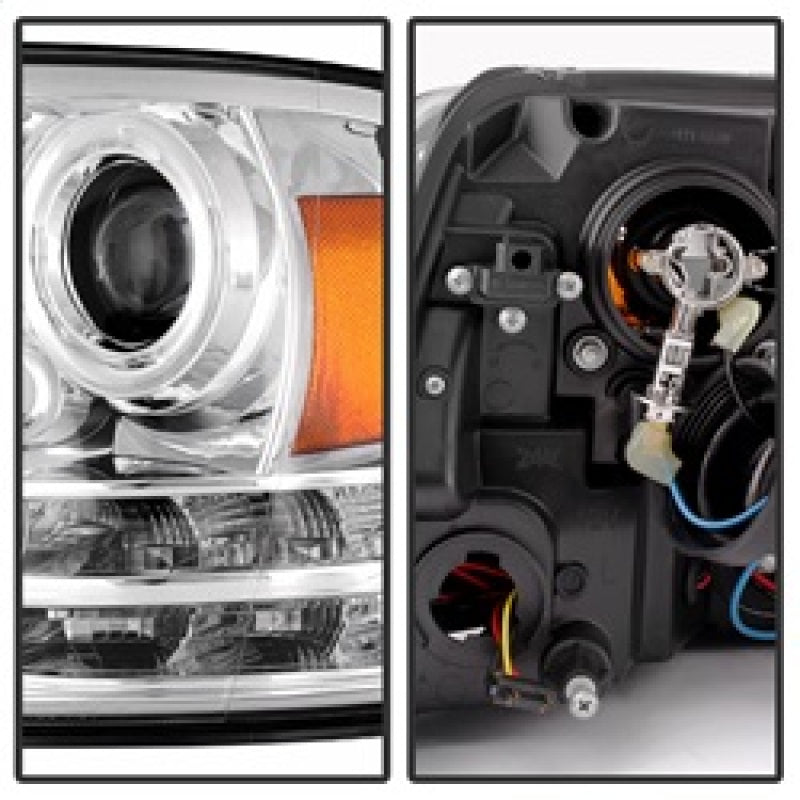 Spyder Dodge Ram 09-12 Projector Headlights Light Bar DRL Chrome PRO-YD-DR09-LBDRL-C SPYDER