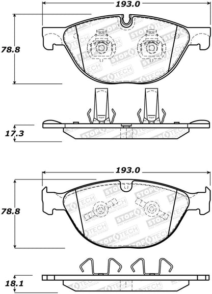 StopTech Premium Ceramic Front Brake Pads - 308.14480 Stoptech