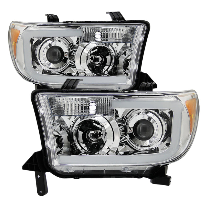Xtune Toyota Tundra 07-13 LED Light Bar Projector Headlights Chrome PRO-JH-TTU07-LED-C SPYDER