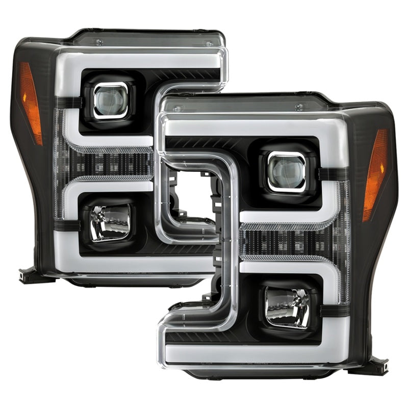 Spyder Ford F-250/F-350/F450 Super Duty 17-18 Projector Headlights Black PRO-YD-FS17-SBSEQ-BK SPYDER