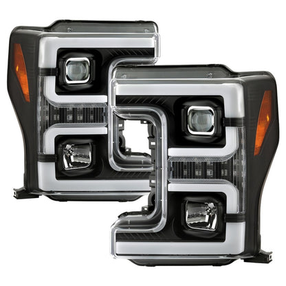 Spyder Ford F-250/F-350/F450 Super Duty 17-18 Projector Headlights Black PRO-YD-FS17-SBSEQ-BK SPYDER