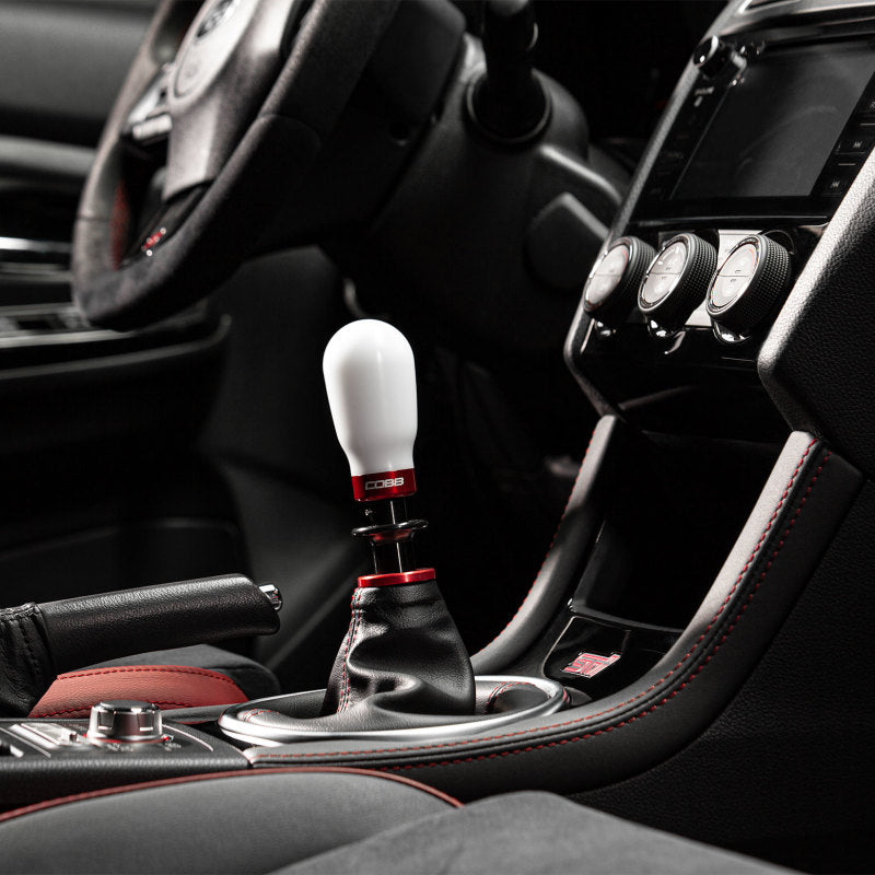 COBB Subaru 6-Speed Tall Weighted COBB Shift Knob - White (Incl. Both Red + Blk Collars) 213370-W