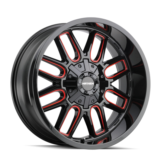 Mayhem 8107 Cogent 22x10 / 8x170 BP / -19mm Offset / 125.2mm Hub Gloss Black Milled Prism Red Wheel