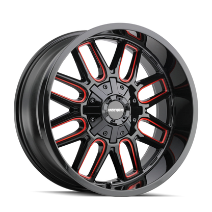 Mayhem 8107 Cogent 22x10 / 8x165.1 BP / -19mm Offset / 130.8mm Hub Gls Blk Mill Prism Red Wheel