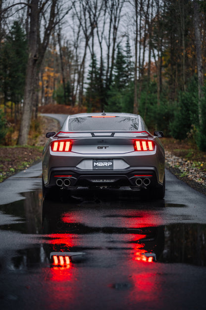 MBRP 2024+ Ford Mustang 5.0L Blk Alum. SS 3in Cat-Back Exhaust w/ Quad Blk Tips (Valve Delete) MBRP