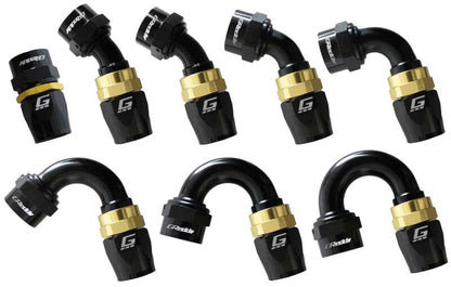 GReddy AN16 30 DEGREE HOSE END SWIVEL BLACK/GOLD ANODIZED