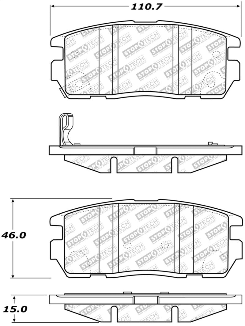 StopTech Street Disc Rear Brake Pads - 305.12750 Stoptech