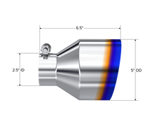 Load image into Gallery viewer, MBRP Univ. T304 Stainless Steel Burnt End Tip 2.5in ID / 5in OD / 6.5in Length Angle Cut Single Wall - T5190BE