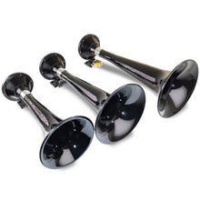 Load image into Gallery viewer, Kleinn Black Triple Horn/ 15In/13In/11In - High Impact ABS Trumpet/ Zinc Alloy Base