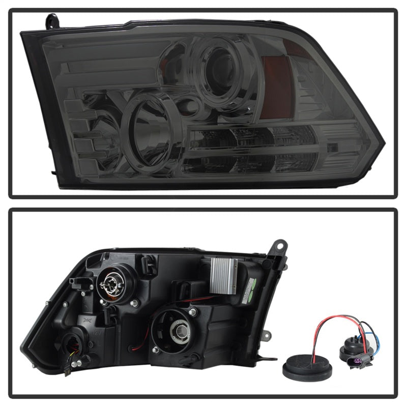 Spyder Dodge Ram 09-12 Projector Headlights Light Bar DRL Smoke PRO-YD-DR09-LBDRL-SM SPYDER