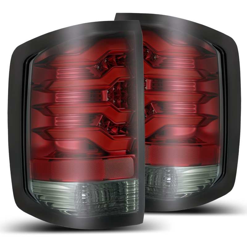 AlphaRex 14-18 Chevrolet Silverado 1500 / 15-19 Silverado 2500HD/3500HD / 15-19 GMC Sierra 3500HD Dually PRO-Series LED Tail Lights Red Smoke - 620020 AlphaRex