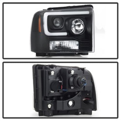 Spyder Ford F250/350/450 05-07 Projector Headlights - Light Bar DRL LED - Black PRO-YD-FS05V2-LB-BK SPYDER