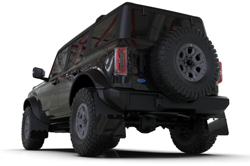 Rally Armor 21-22 Ford Bronco (Steel Bmpr + RB - NO Rptr/Sprt) Blk Mud Flap w/Cy Orange Logo