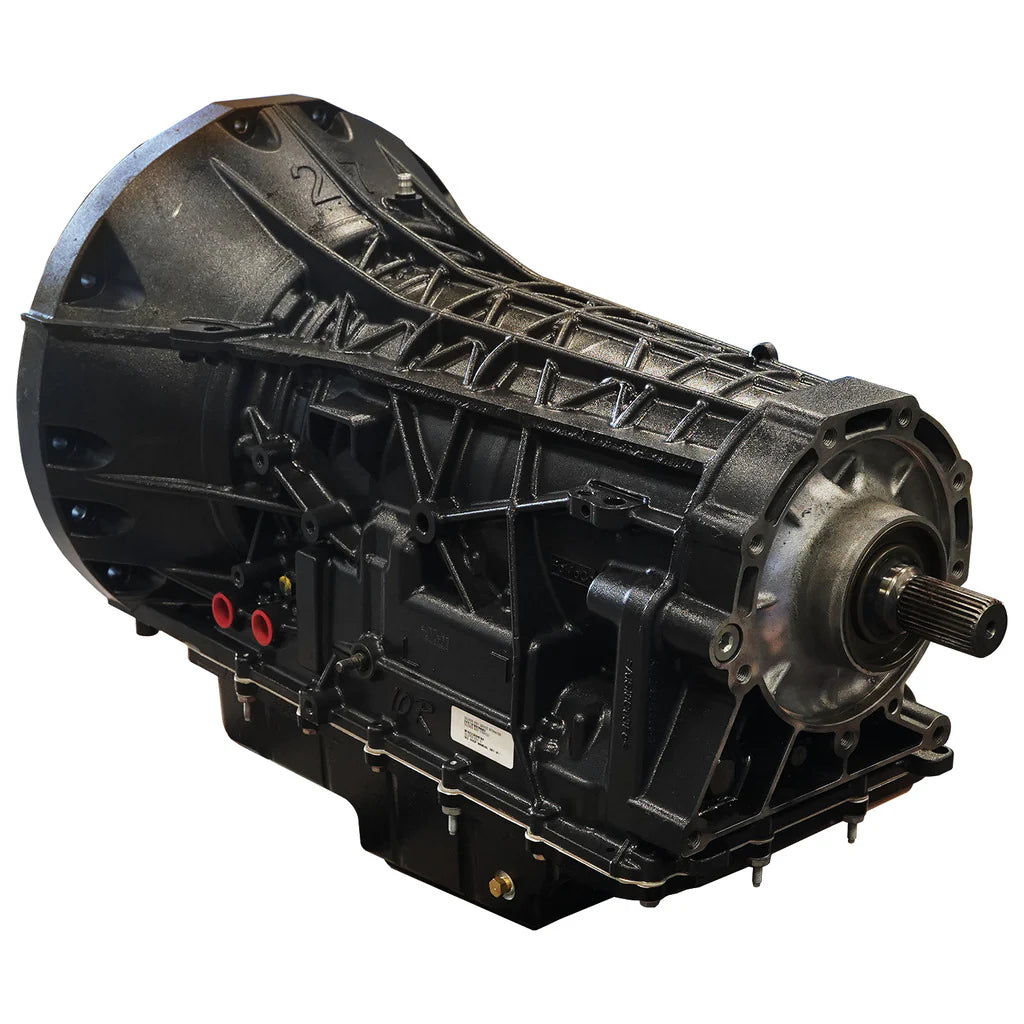 Rear view of BD Diesel Roadmaster 10R80 Transmission showing output shaft and housing details