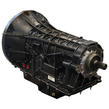 Rear view of BD Diesel Roadmaster 10R80 Transmission showing output shaft and housing details