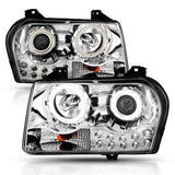 ANZO CHRYSLER 300 05-10 PROJECTOR HALO HEADLIGHTS CHROME W/ RX HALO & LED - 121136