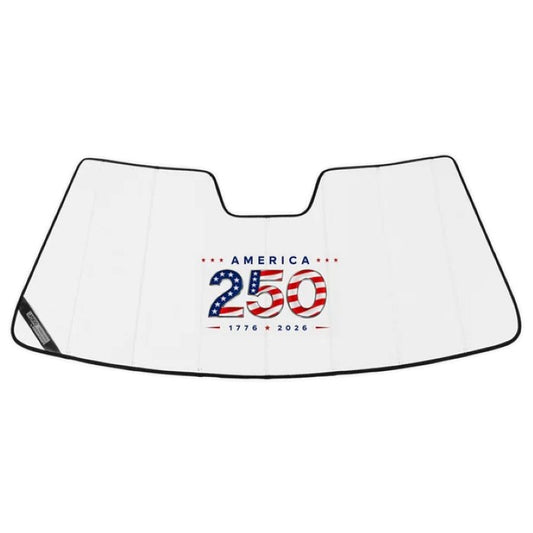 Covercraft America 250 UVS100 custom windshield sunshade with a red, white, and blue anniversary logo.