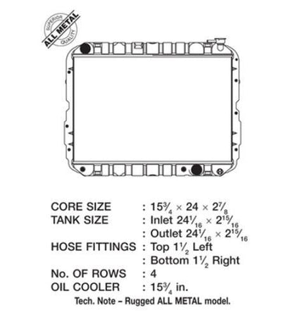 CSF Cooling - Racing & High Performance Division 81-87 4.2L Auto Trans Toyota Landcruiser & 1988 4.0L A.T, (4 ROW copper core) Toyota Land Cruiser 1981-1988