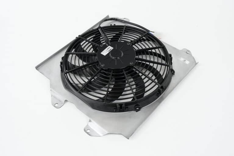 CSF 2858F polished aluminum fan shroud with 12-inch SPAL puller fan for Honda Civic