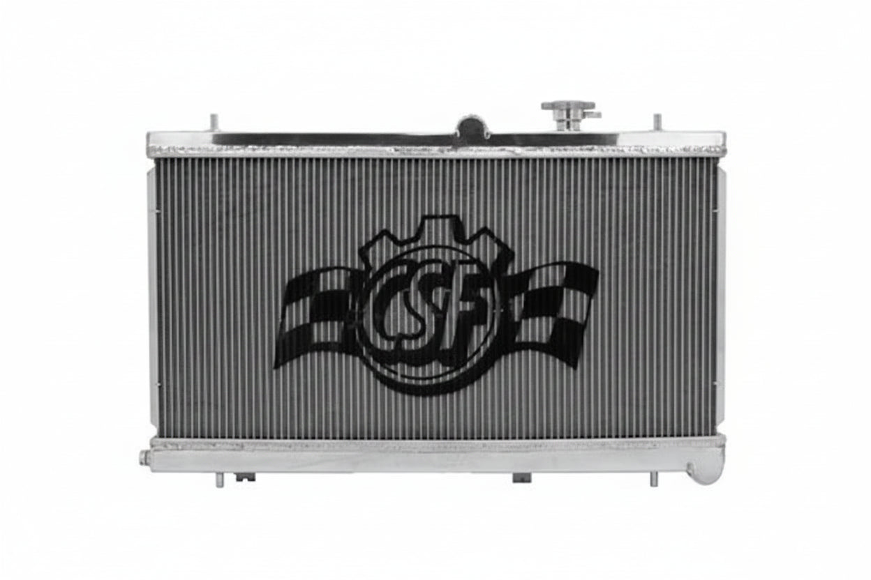 CSF 3076 polished all-aluminum radiator with filler neck for Subaru WRX, STI, and Baja manual models