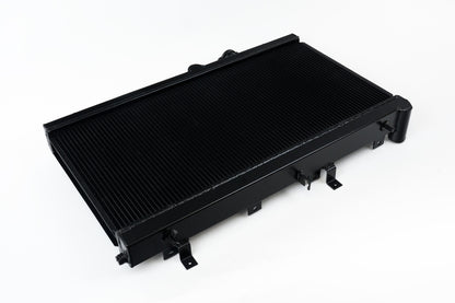 CSF 3076B black all-aluminum radiator with filler neck for Subaru WRX STI and Baja manual models