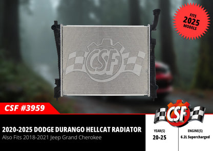 CSF 3959 High-Performance Radiator – Plastic Tank & Aluminum Core – Fits Dodge Durango SRT Hellcat & Jeep Grand Cherokee Trackhawk (6.2L Supercharged V8)