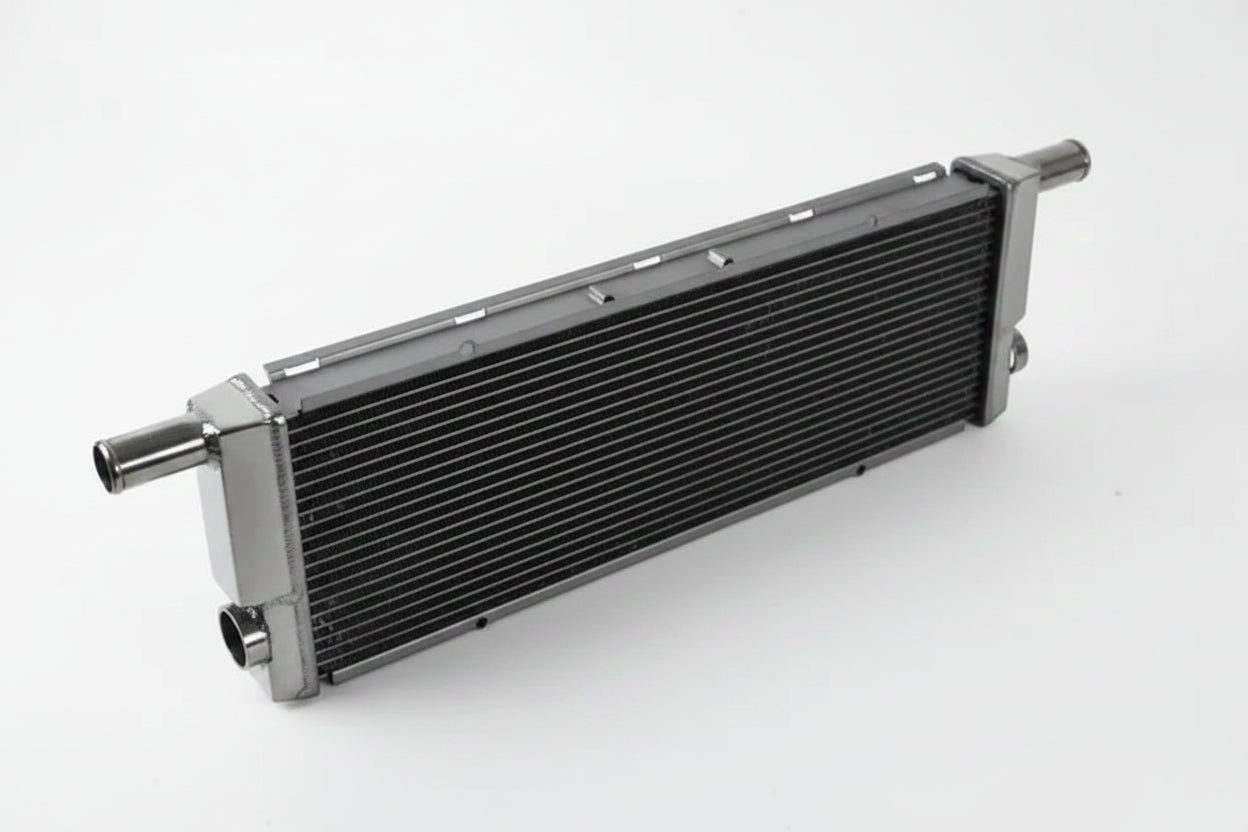 CSF 7068 polished all-aluminum center radiator for Porsche 911 Turbo, GT3, GT4, and Spyder