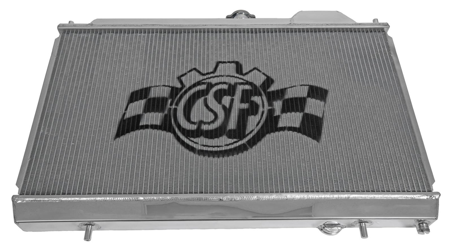 CSF 7075 polished slim all-aluminum radiator with 12-inch SPAL fan for Mitsubishi Lancer Evolution