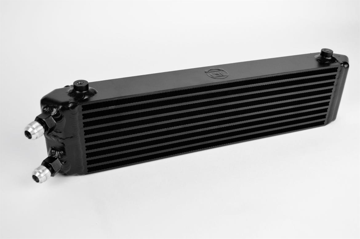 CSF 8066 universal dual-pass bar-and-plate oil cooler with -10 AN male fittings