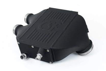 CSF 8082 crinkle black top-mount charge-air cooler for BMW S55 M3, M4, and M2 Competition