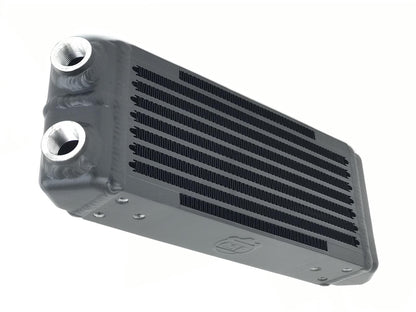 CSF 8119 black universal dual-pass plate oil cooler with M22 x 1.5 fittings