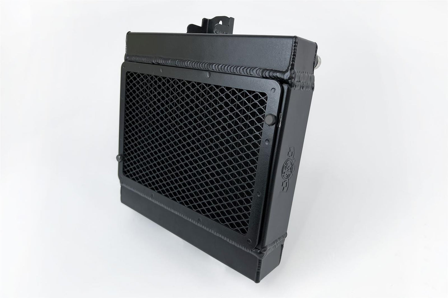 CSF 8258 black auxiliary radiator with rock guard for BMW F8X M3, M4, and M2 Competition