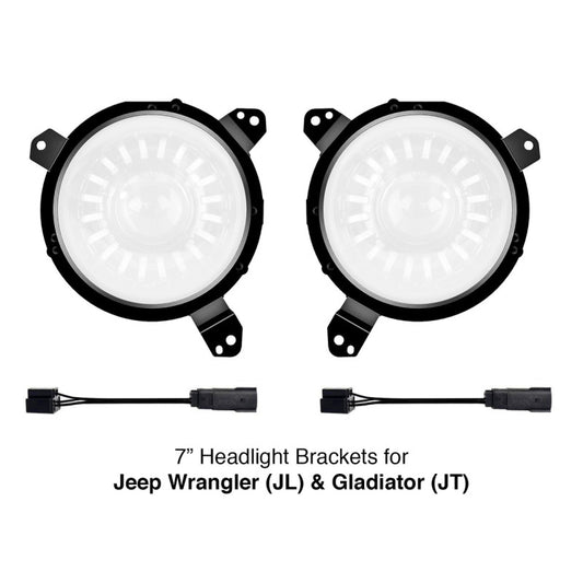 XKGlow Universal 7" Headlight Mounting Brackets for Jeep Wrangler JL and Gladiator JT Models - Part XK-MNT-JL