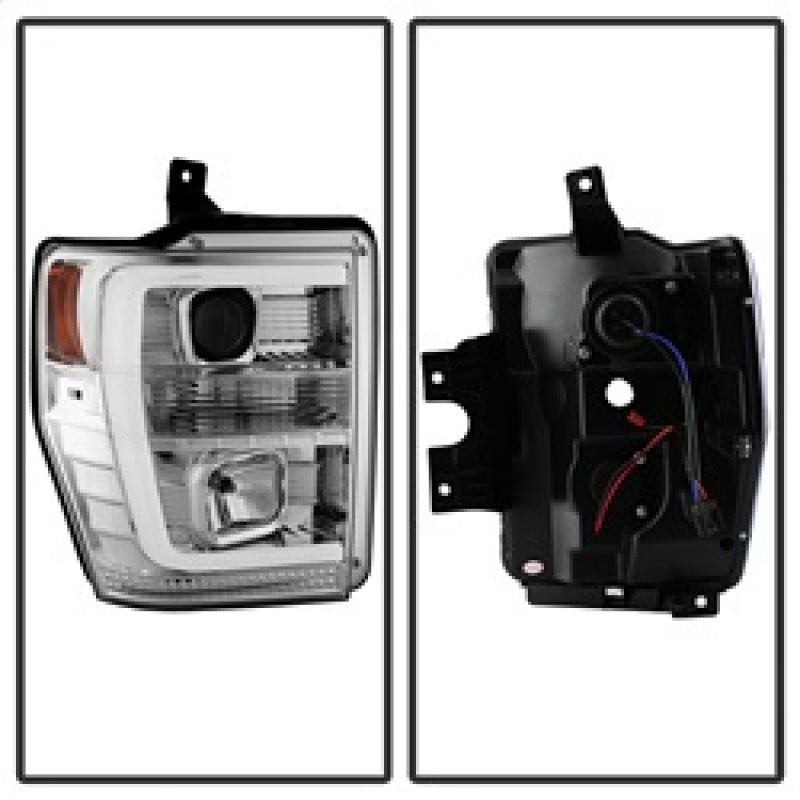 Spyder 08-10 Ford F-250 Super Duty V2 Light Bar DRL Projector Headlights - Chrm (PRO-YD-FS08V2-LB-C) SPYDER