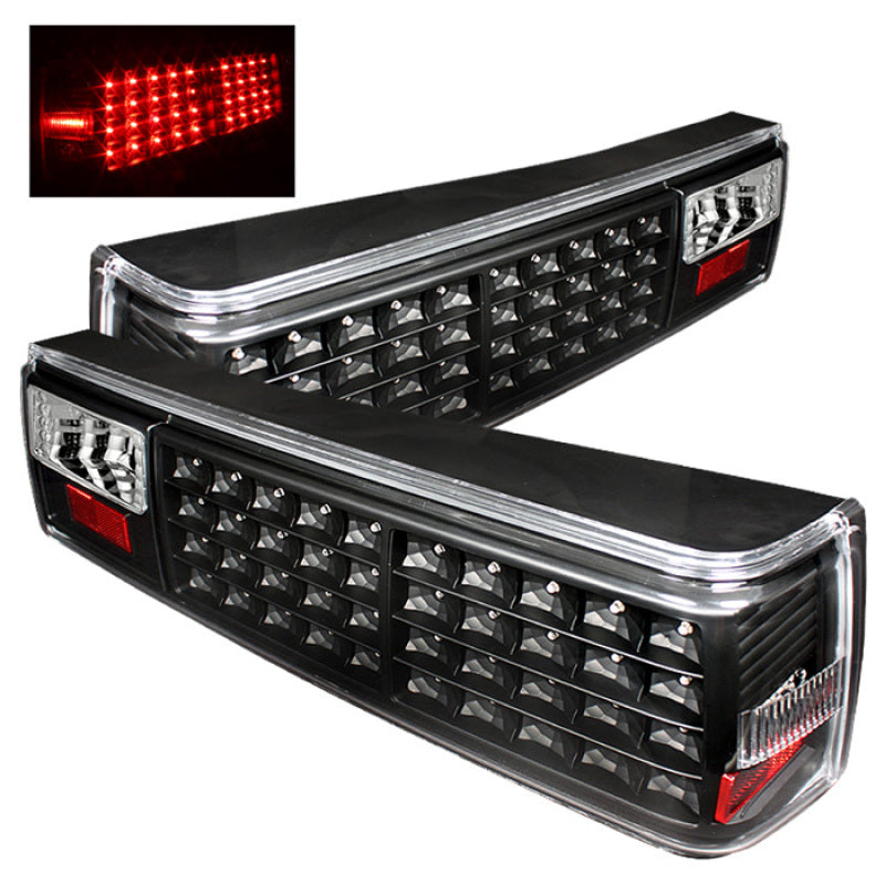 Xtune Ford MUStang 87-93 LED Tail Lights Black ALT-ON-FM87-LED-BK SPYDER