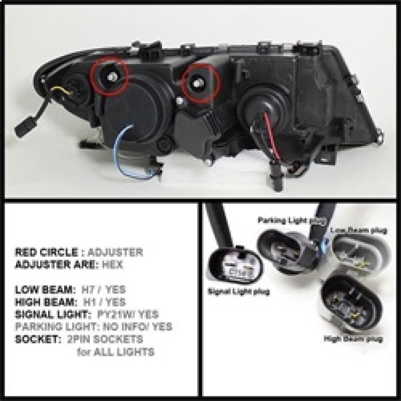 Spyder BMW E46 3-Series 02-05 4DR Projector Headlights 1PC LED Halo Blk PRO-YD-BMWE4602-4D-AM-BK SPYDER