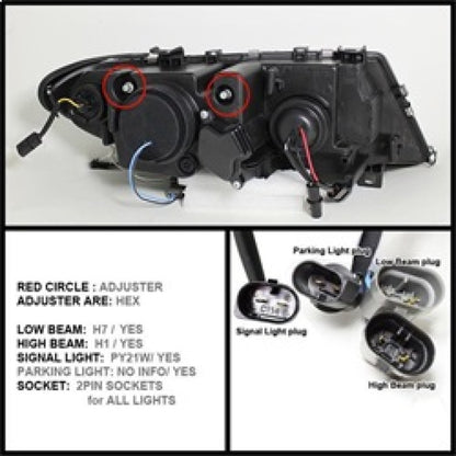 Spyder BMW E46 3-Series 02-05 4DR Projector Headlights 1PC LED Halo Blk PRO-YD-BMWE4602-4D-AM-BK SPYDER