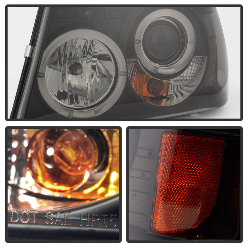 Spyder Ford Ranger 01-11 1PC Projector Headlights LED Halo LED Blk Smke PRO-YD-FR01-1PC-HL-BSM SPYDER