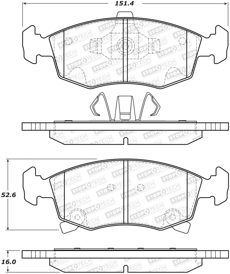 StopTech Premium Ceramic Front Brake Pads - 308.15680