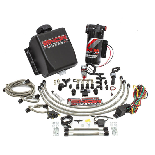 Snow Performance Stage 1, Water-Meth Injection, Quad Nozzle Kit (SS Braided Line) - SNO-201QUAD-BRD