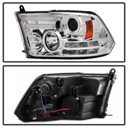 Spyder Dodge Ram 13-15 Projector Headlights Light Bar DRL Chrome PRO-YD-DR13-LBDRL-C SPYDER