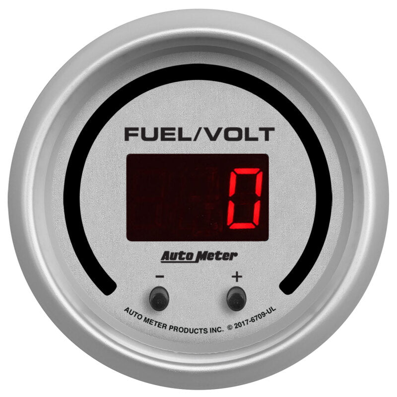 Autometer 52.4mm Silver Switchable 0-100 Fuel Level/8-18V Voltmeter Ultra-Lite Elite Digital Gauge 6709-UL