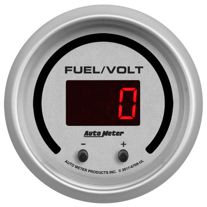 Autometer 52.4mm Silver Switchable 0-100 Fuel Level/8-18V Voltmeter Ultra-Lite Elite Digital Gauge 6709-UL