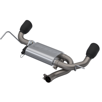 QTP 07-18 Jeep Wrangler 3.6L/3.8L 304SS Screamer Axle Back Exhaust w/4in Black Tips QTP