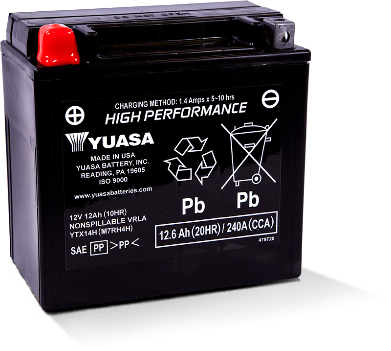 Yuasa YTX14AH Maintenance Free AGM 12 Volt Battery Yuasa Battery