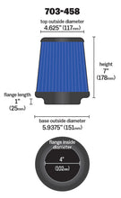 Load image into Gallery viewer, Airaid Universal Air Filter - Cone 4 x 7 x 4 5/8 x 7 w/ Short Flange - Blue SynthaMax