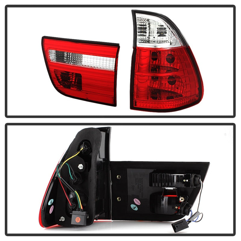 Spyder BMW E53 X5 00-06 4PCS Euro Style Tail Lights- Red Clear ALT-YD-BE5300-RC SPYDER