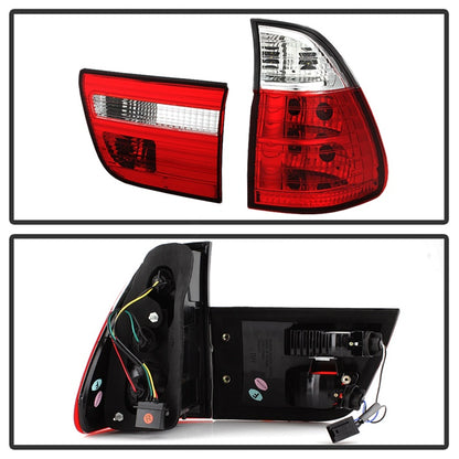 Spyder BMW E53 X5 00-06 4PCS Euro Style Tail Lights- Red Clear ALT-YD-BE5300-RC SPYDER